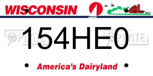 154HE0 Wisconsin License Plate