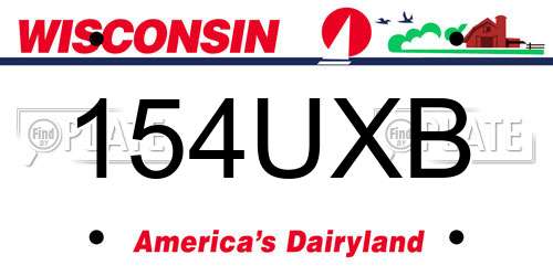154UXB Wisconsin License Plate