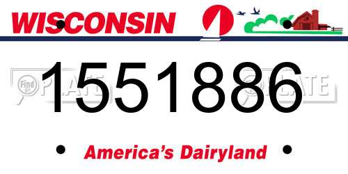 1551886 Wisconsin License Plate