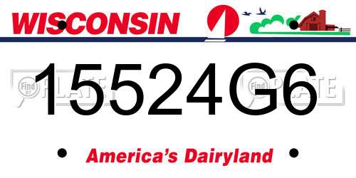 15524G6 Wisconsin License Plate