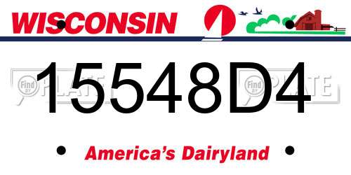 15548D4 Wisconsin License Plate