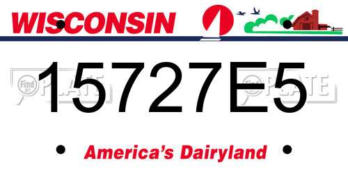 15727E5 Wisconsin License Plate