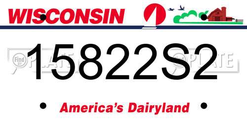 15822S2 Wisconsin License Plate