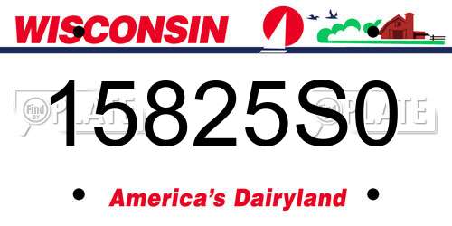 15825S0 Wisconsin License Plate