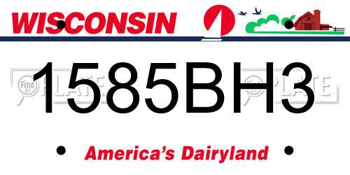 1585BH3 Wisconsin License Plate