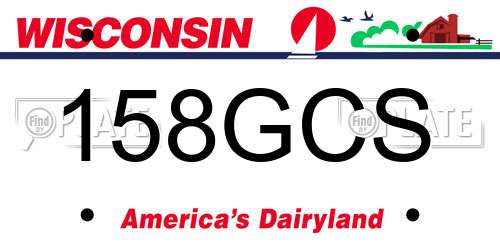 158GCS Wisconsin License Plate