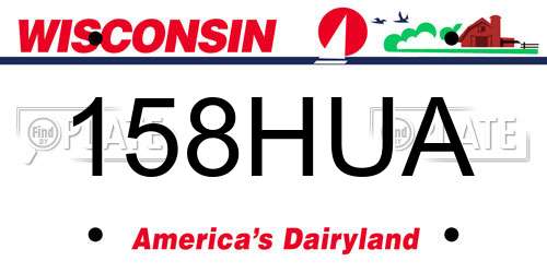 158HUA Wisconsin License Plate