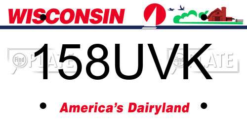 158UVK Wisconsin License Plate