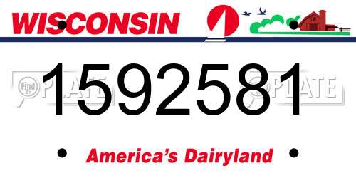 1592581 Wisconsin License Plate