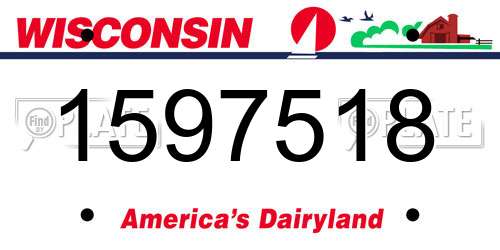 1597518 Wisconsin License Plate