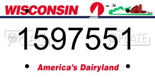 1597551 Wisconsin License Plate