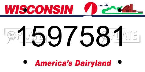 1597581 Wisconsin License Plate