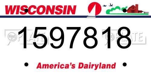 1597818 Wisconsin License Plate