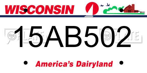 15AB502 Wisconsin License Plate