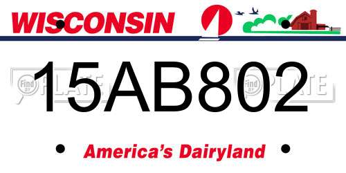 15AB802 Wisconsin License Plate