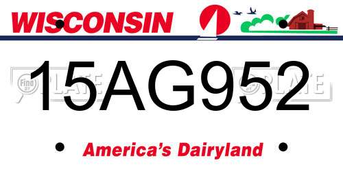 15AG952 Wisconsin License Plate