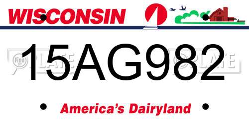 15AG982 Wisconsin License Plate