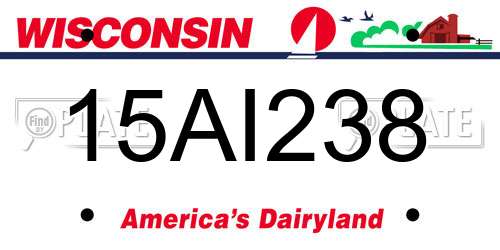 15AI238 Wisconsin License Plate