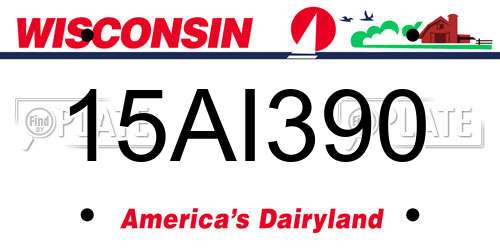 15AI390 Wisconsin License Plate