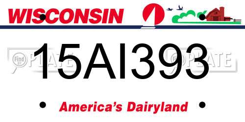 15AI393 Wisconsin License Plate