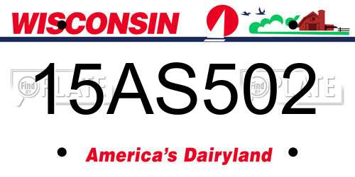 15AS502 Wisconsin License Plate