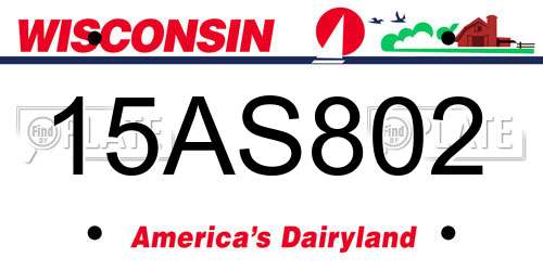 15AS802 Wisconsin License Plate