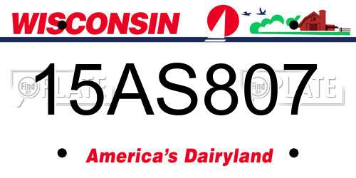 15AS807 Wisconsin License Plate