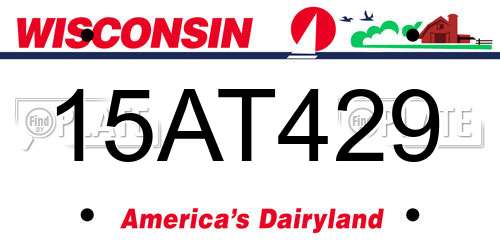 15AT429 Wisconsin License Plate