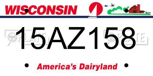 15AZ158 Wisconsin License Plate
