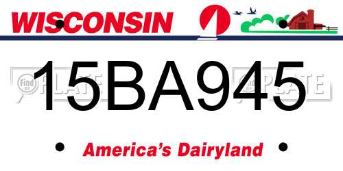 15BA945 Wisconsin License Plate