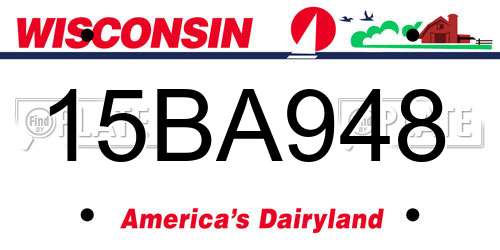 15BA948 Wisconsin License Plate