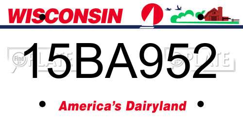 15BA952 Wisconsin License Plate
