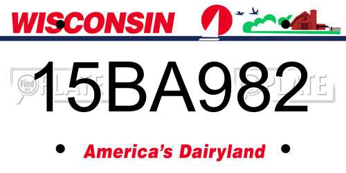 15BA982 Wisconsin License Plate