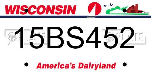 15BS452 Wisconsin License Plate