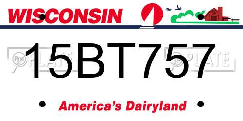 15BT757 Wisconsin License Plate