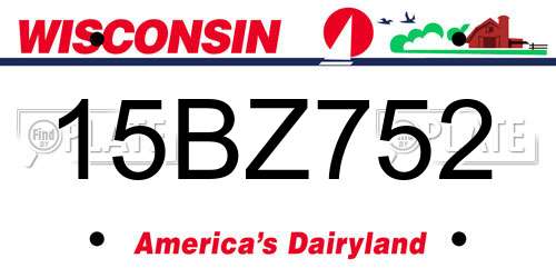 15BZ752 Wisconsin License Plate
