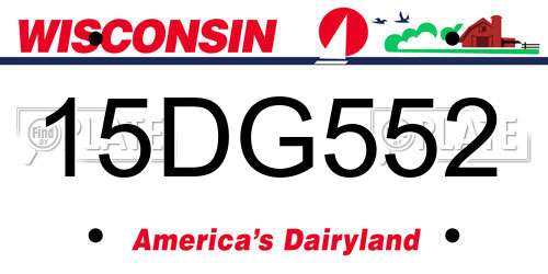 15DG552 Wisconsin License Plate