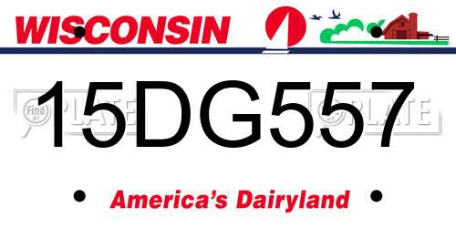 15DG557 Wisconsin License Plate
