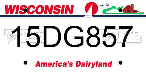 15DG857 Wisconsin License Plate