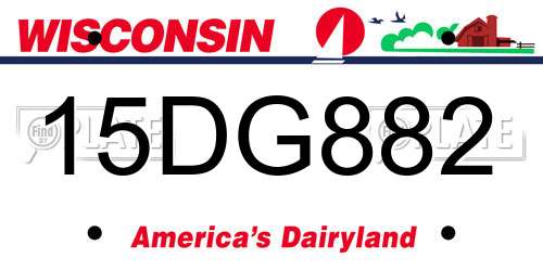 15DG882 Wisconsin License Plate