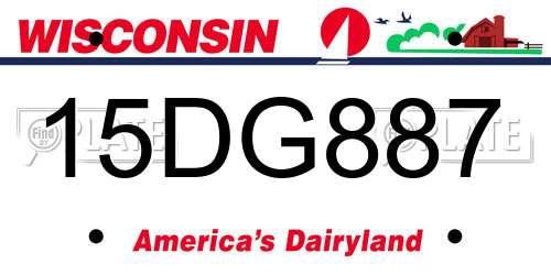 15DG887 Wisconsin License Plate