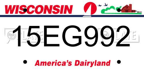 15EG992 Wisconsin License Plate