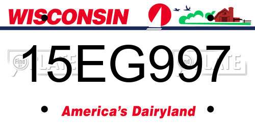 15EG997 Wisconsin License Plate