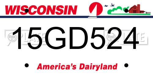15GD524 Wisconsin License Plate