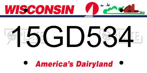 15GD534 Wisconsin License Plate