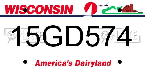 15GD574 Wisconsin License Plate