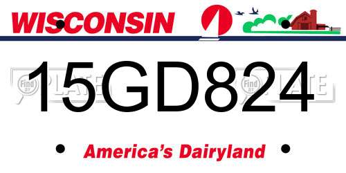 15GD824 Wisconsin License Plate