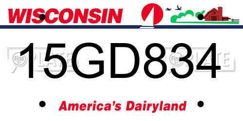 15GD834 Wisconsin License Plate