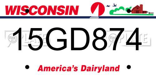 15GD874 Wisconsin License Plate
