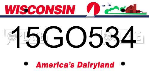 15GO534 Wisconsin License Plate